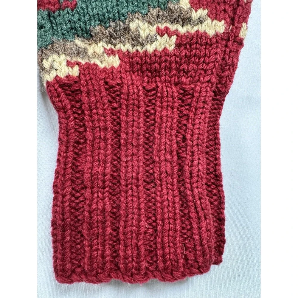 Vtg Polo Country Ralph Lauren Hand Knit 100% Wool Aztec Sweater Mens L Red